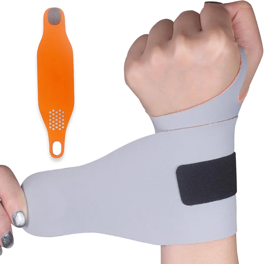 YUNYILAN Ultra Thin Wrist Brace Support for Carpal Tunnel Adjustable Wrist Brace for Pain Relief, Arthritis, Tendonitis, Basketball Tennis Badminton Yoga Carpal Tunnel Syndrome (Gray)