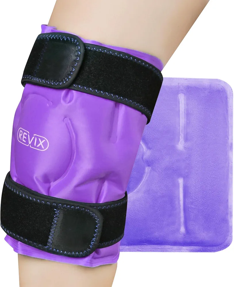 REVIX Knee Ice Pack for Injuries Reusable, Gel Ice Wrap with Cold Compress Therapy for Swelling, Bruises, Injuries, Arthritis, Hands-Free Application