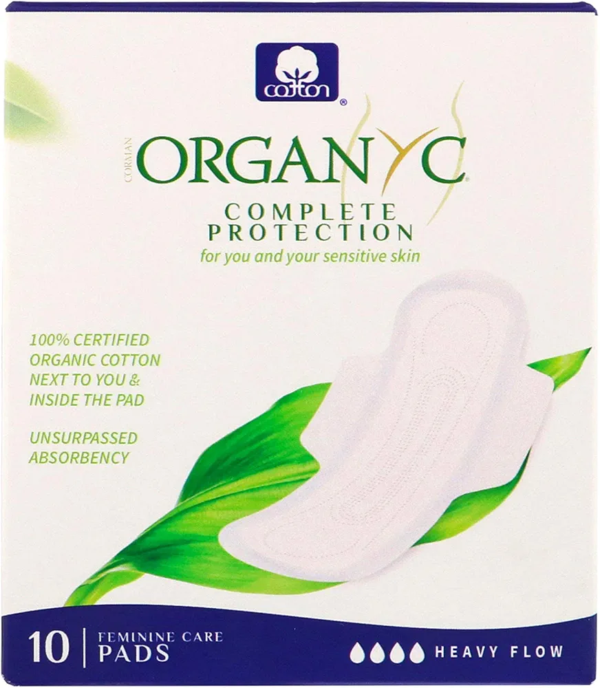 Organyc Cotton Feminine Night Pads - Folded with Wings - 10 Pack