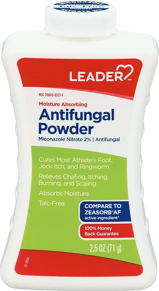 Leader Athlete's Foot AF Powder, Moisture Absorbing, Talc-Free, 2.5 oz, Compare to Zeasorb, Pack of 1