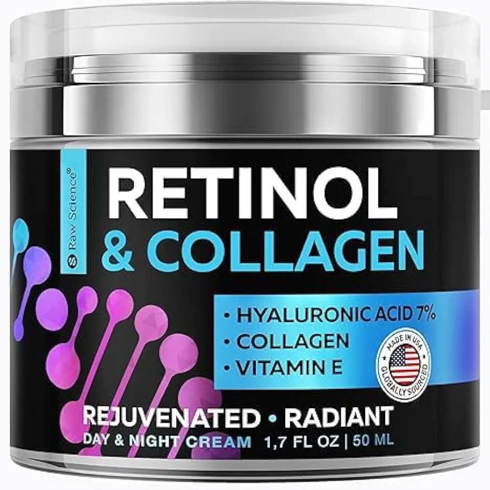 Retinol Cream for Face, Anti Wrinkle Face Cream with Collagen for Women & Men, Anti Aging Cream - Vitamin E & Hyaluronic Acid for Skin Care, Day & Night Cream, Revitalizing Face Moisturizer - 1.7 OZ