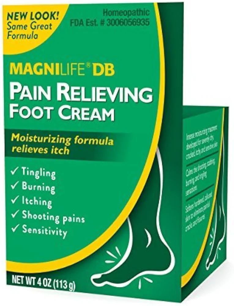 MagniLife DB Foot Cream, Calming Relief for Burning, Tingling, Shooting & Stabbing Foot Sensations - Soothes Dry, Cracked, Itchy, Sensitive Skin (4 oz Jar)