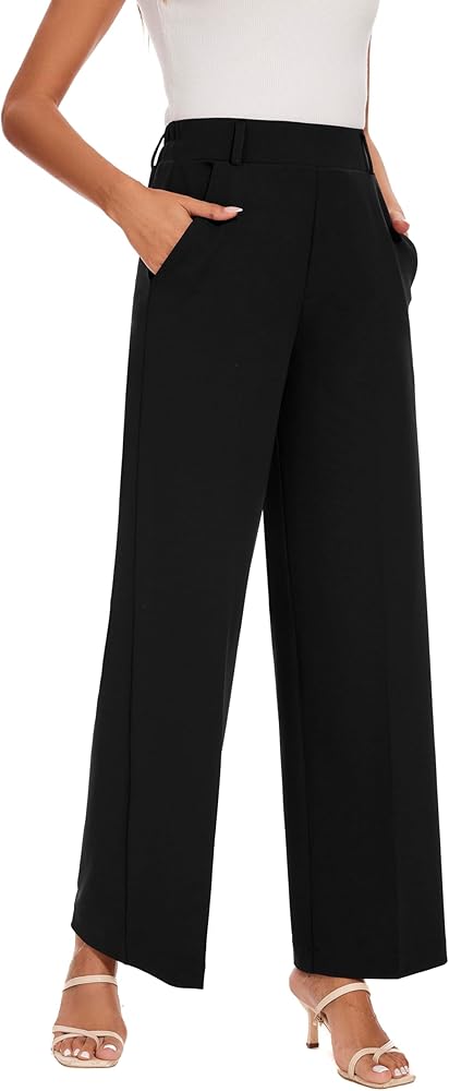 Women's Wide Leg Dress Pants High Waisted Trousers Business Casual Work Pants with Pockets Slacks for Office