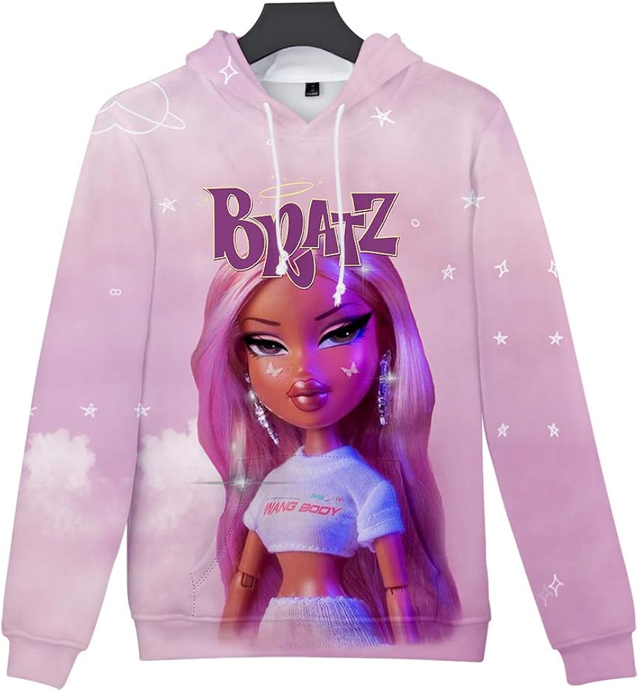 Bratz Women's Limited 3D Pattern Fashion Hoodie Elastic Waist Slim Spring Coat