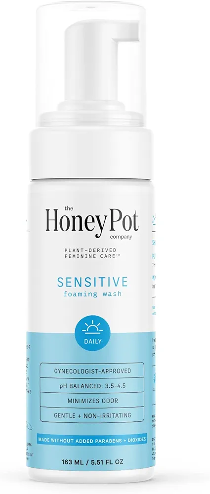 The Honey Pot Company - Sensitive Feminine Wash - Herbal Infused Natural Hygiene Wash for Sensitive Skin Types - PH Balanced Plant Based Feminine Products - 5.51 Fluid Oz.