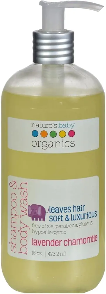 Nature's Baby Organics Shampoo & Body Wash, Lavender Chamomile, 16 oz | Babies, Kids, & Adults! Moisturizing, Soft, Gentle, Rich, Hypoallergenic | No Harsh Chemicals, Parabens, SLS, Glutens