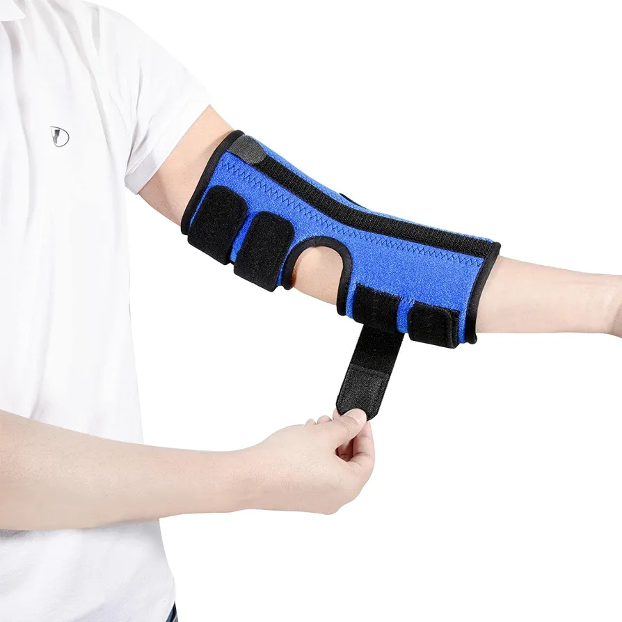 Elbow Splint, Night and Day Brace for Ulnar Nerve Entrapment, Cubital Tunnel Syndrome, for Left & Right Arm, Immobilizer for Sleeping Extension and Working, Adjustable Angle Aluminum Bracket - S/M