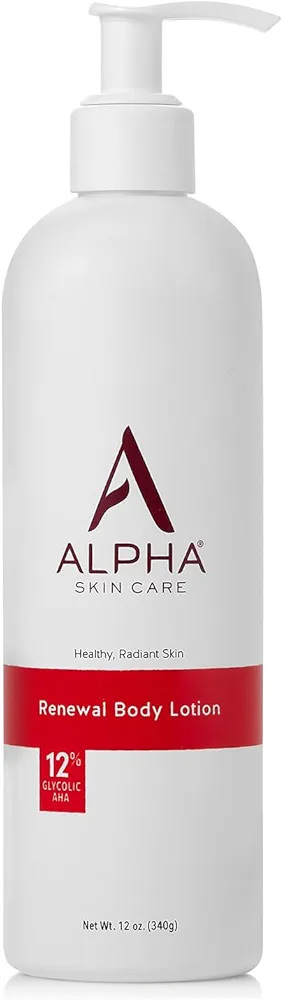 Alpha Skin Care Revitalizing Body Lotion with 12% Glycolic AHA, Simple and Effective Multi-Purpose Daily Moisturizer Hydrates and Exfoliates with Anti-Aging, 12 Oz