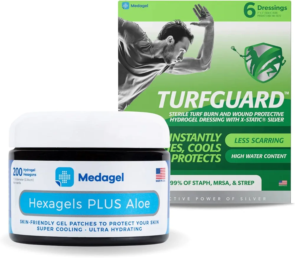 Hexagels Plus Aloe Vera and TURFGUARD Turf Burn and Wound Dressing