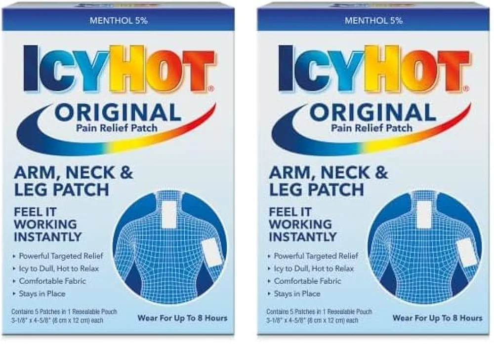 Icy Hot Original Small Pain Relief Patches (5 Count) Powerful Targeted Relief for Arm, Neck & Leg (Pack of 2)