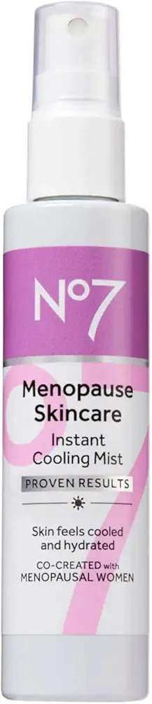 No7 Menopause Skincare Instant Cooling Mist - All Over Cooling Facial Mist for Daily Menopause Relief of Hot Flashes - Moisturizing Glycerine + Refreshing Rosewater Calms & Smoothes Dry Skin (100 ml)