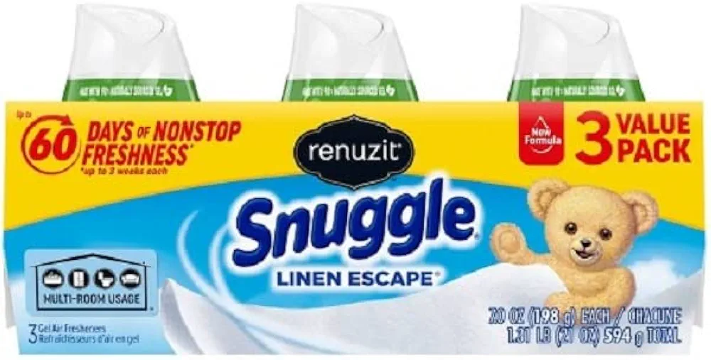 Renuzit Snuggle Solid Gel Air Freshener, Linen Escape Scent, 7 Oz, 12 Count