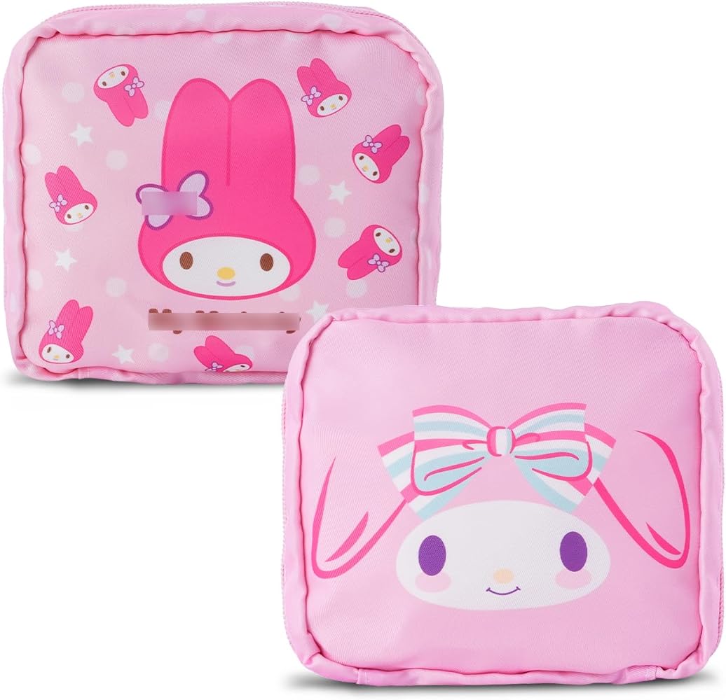 2pcs kitty Cat Period Pad Pouch Period Bag Sanitary Napkin Storage Holder, Cartoon Kitty Sanitary Pads Storage Bag, Tampon Pad Holder for Purse (San-MEI 2406)