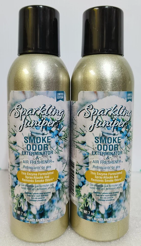 Smoke Odor Exterminator 198 gm/ 7 oz Large Spray Sparkling Juniper 7oz Can 2 Pack.