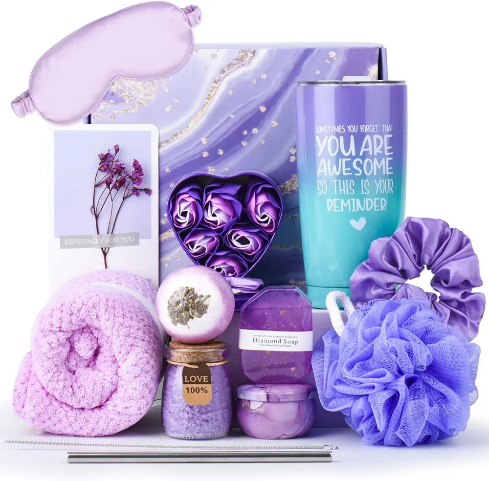 Birthday Gifts for Women Self Care Gifts Get Well Soon Gifts for Her,12pcs Unique Gift Baskets for Women Thank You Gifts,Christmas Lavender Relaxing Spa Gift Box for Wife Sister Friends Mom Boss