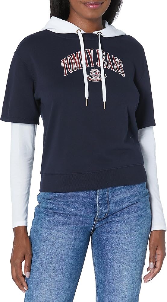 Tommy Hilfiger Women's Casual Logo 2fer Hoodie Sweatshirt