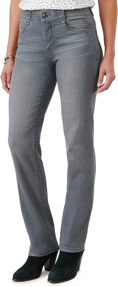 Democracy womens Democracy Women's "Ab"solution Straight Leg Jeans, Grey, 12 US