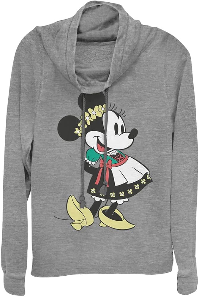 Disney Classic Mickey Dirndl Basics Women's Cowl Neck Long Sleeve Knit Top