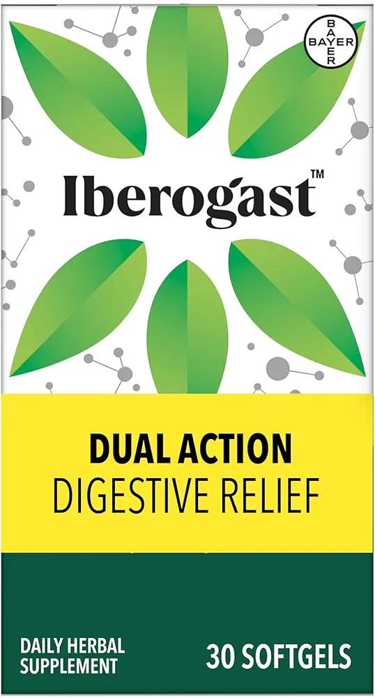 Iberogast Dual Action Digestive Relief, Daily Herbal Supplement, Supports Gut Health* Helps: Relieve Occasional Upset Stomach(bloating relief, nausea, heartburn, gas)+Restore Digestive Function* 30ct