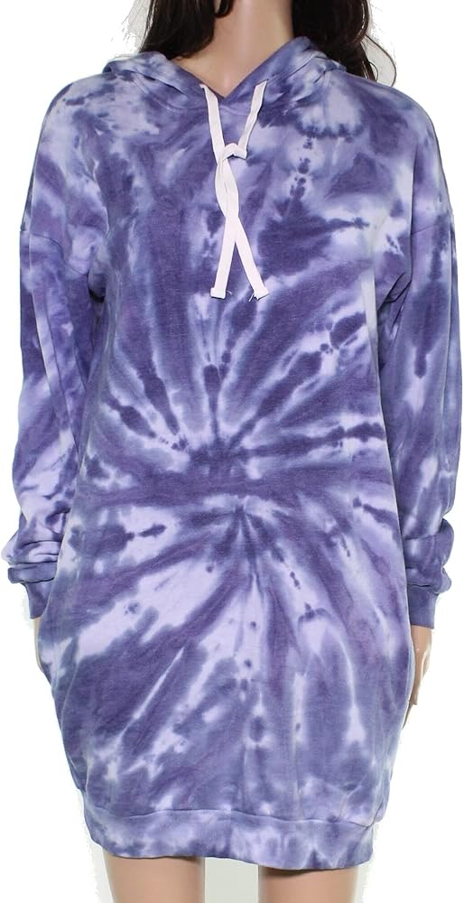 Ultra Flirt Womens Tie Dye Pullover Hoodie Blue M