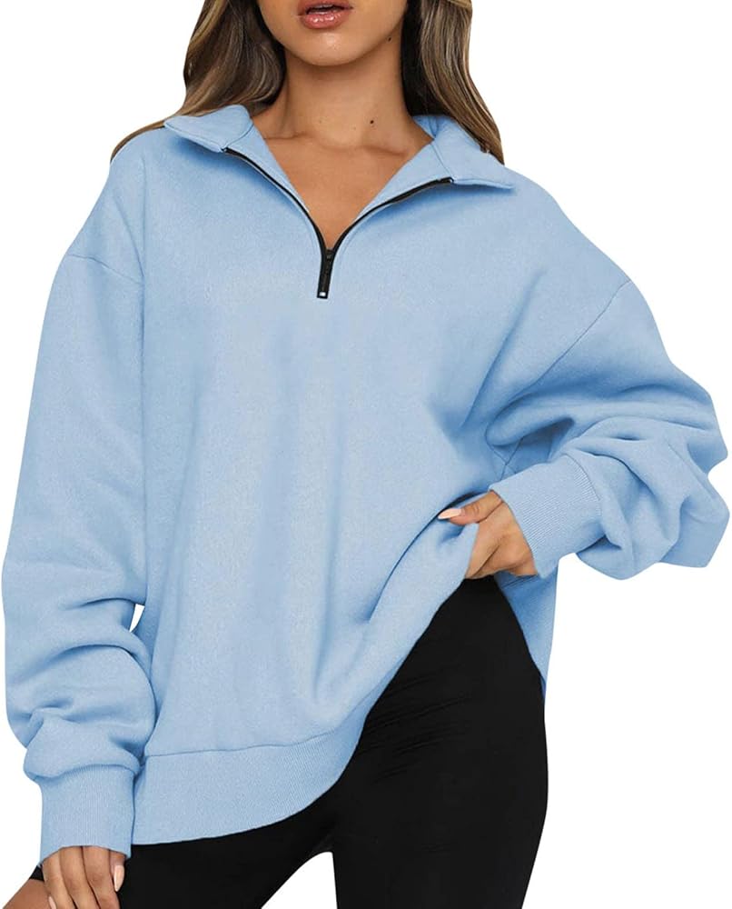 Sweatshirt for Women 2024 Casual Oversized Zip Up Pullover Sweatshirts Comfy Solid Loose Fitting Sports Sweatshirts