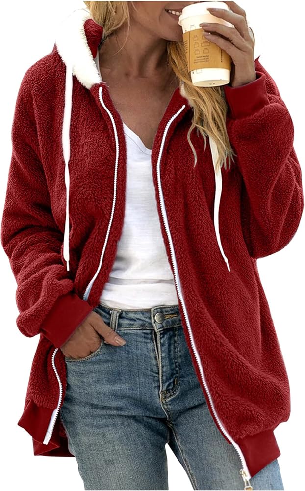 ADJHDFH Hoodies For Teen Girls Graphic Women Zip Up Hoodie Women'S Fashion Hoodies & Sweatshirts Zip Hooded Womens Jackets Lightweight Fashion delivery today items stuff for 5 dollars,Red-3,XXXL