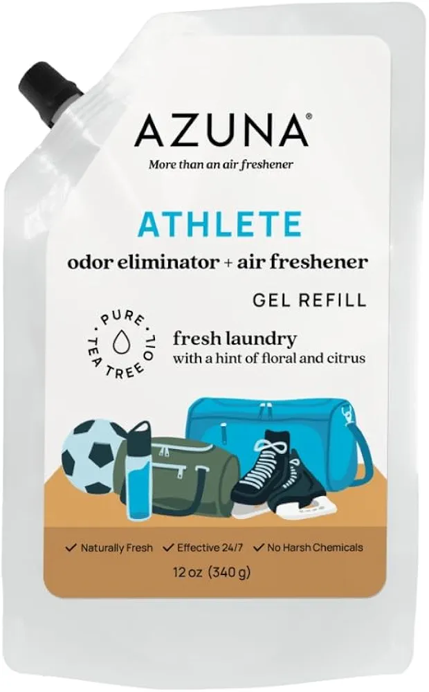 Azuna All-Natural Odor Remover Gel Refill Pouch | Air Purifier with Tea Tree Oil | Plant-Based & Long Lasting | For Smoke, Pet Odor & Strong Odors | Athlete, 12 oz.