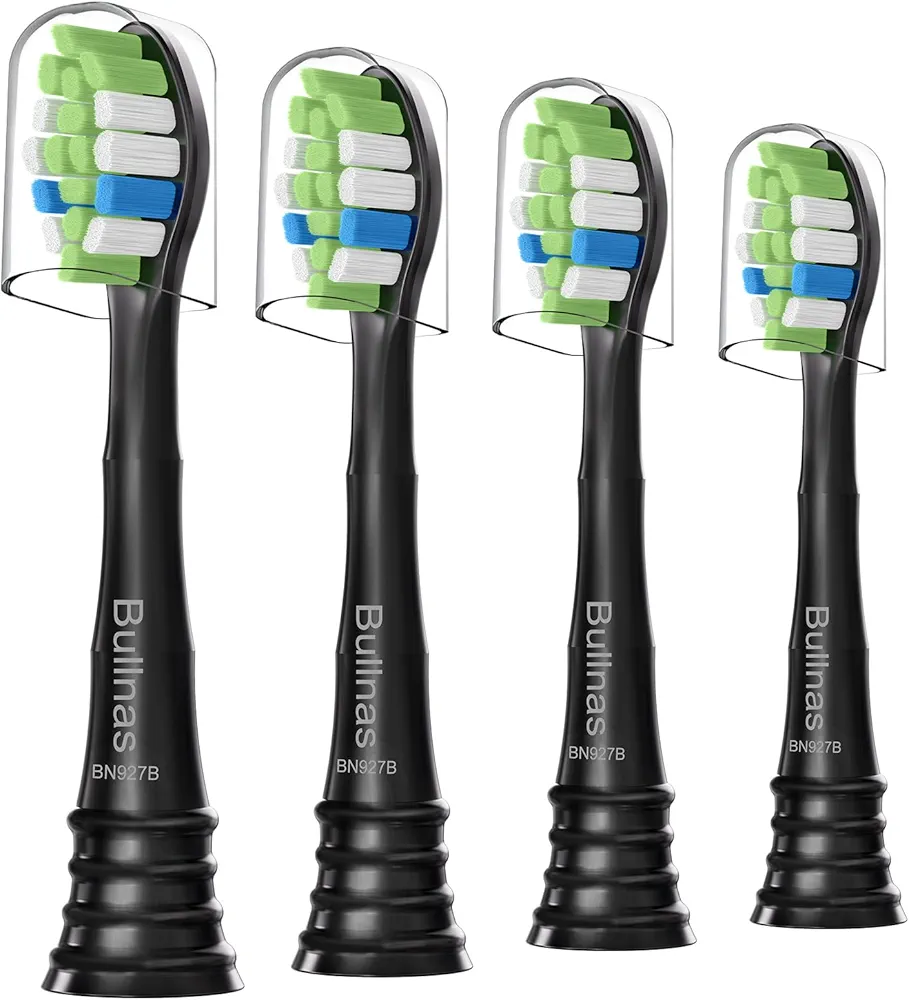 Replacement Toothbrush Heads Compatible with Philips Sonicare ProtectiveClean 4100 5100 5300 6100 Electric Toothbrushes, W Replacement Head for Sonicare DiamondClean, Black, 4 Count