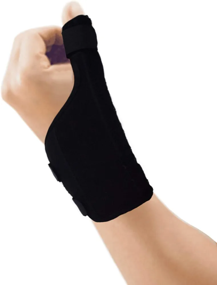 Finger Splint Support Brace, Thumb Brace for Arthritis or Soft Tissue Injuries, Night Wrist Sleep Support Brace, Carpal Tunnel and Relieve for Arthritis - Adjustable, Left Hand (Black-Left, Medium)