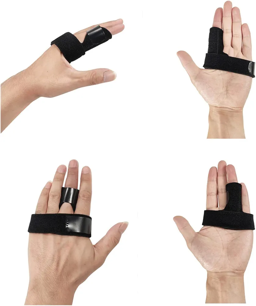 Trigger Finger Splint, Lightweight Durable, Non Slip Adjustable Strap, for Thumb, Index, Middle, Ring, Little Finger, Finger Pain Relief and Sport Injuries(Black)