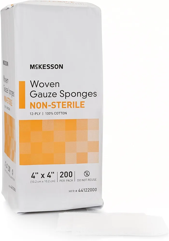 McKesson Non-Woven Sponges, Sterile, 6-Ply, Polyester/Rayon, 4 in x 4 in, 2 Per Pack, 300 Packs, 600 Total