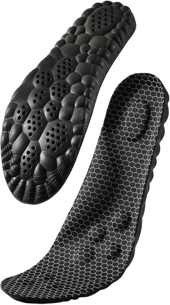 4D Cloud Technology Insole - Super Soft Comfort Insoles, Soft Foot Protection Cloud Feeling Insole, U-Shape Memory Foam Insoles, 4D Sports Memory Foam Insoles (Black-A, Men 8-8.5/Women 9.5-10)