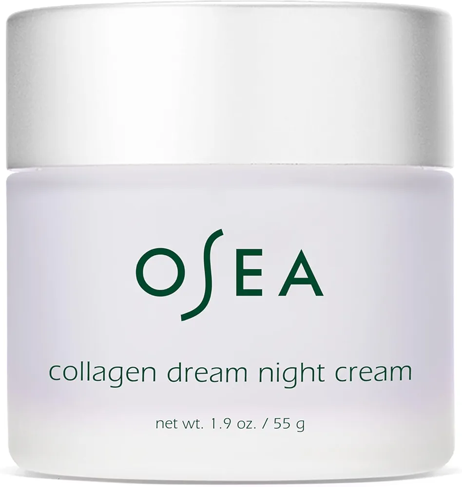 OSEA Collagen Dream Night Cream - Anti-Aging Hydrating Face Cream with Vegan Collagen & Algae-Derived Bio Retinol - Plumps, Firms, & Smooths Line and Wrinkles