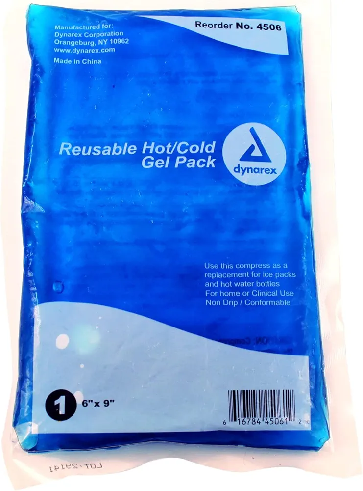 Dynarex 4506 Reusable Hot/Cold Gel Pack, 6" x 9", Pack of 24