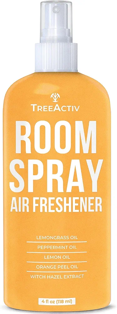 TreeActiv Aromatherapy Room Spray 4 oz, Natural Citrus Air Freshener, Essential Oil Odor Eliminator, Linen and Room Spray for Bedding, Pillow, Linen Mist, Natural Room Spray Air Freshener, 1000 Sprays