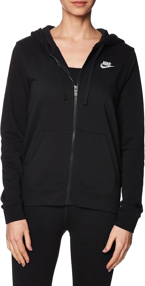 Nike Sportswear Club Fleece Women's Full-Zip Hoodie Size - L Black/White