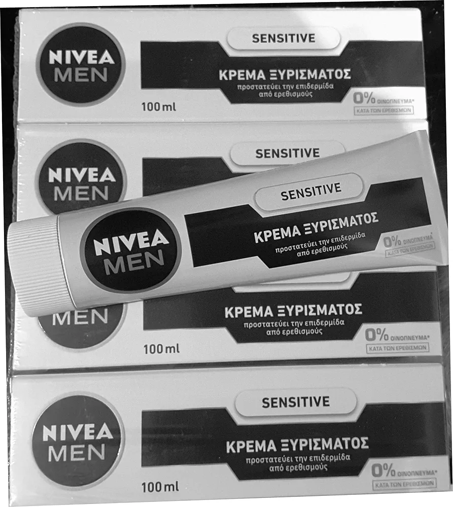 NIVEA Men Sensitive Shaving Cream, 3.5 oz Tube (4 Pack)