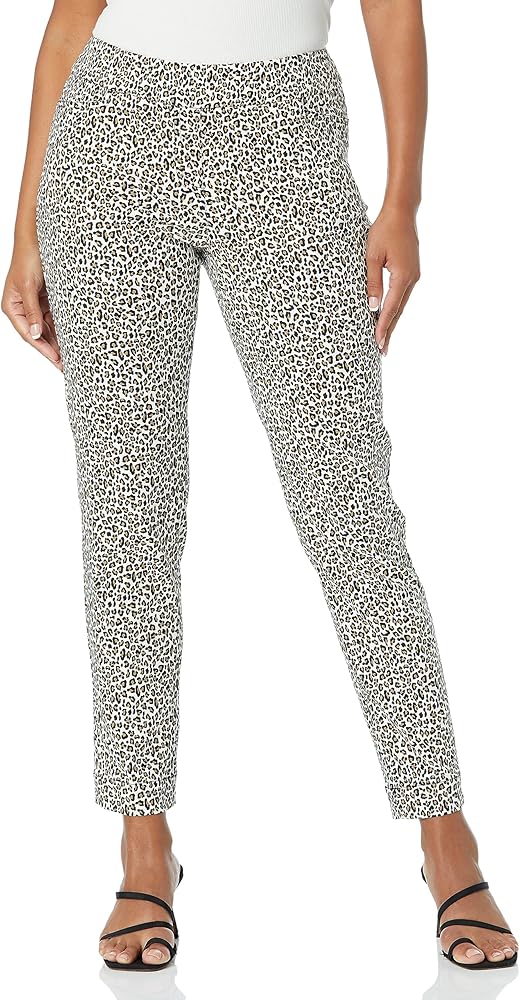 SLIM-SATION Women's Pull on 29 Inch Print Fine Line Twill Ankle Pant