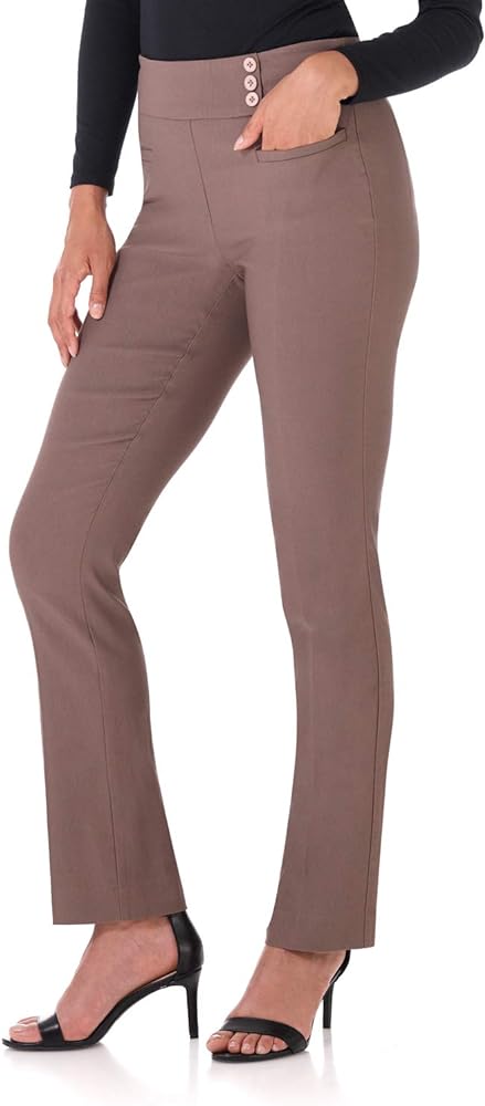 Rekucci Women's Ease Into Comfort Pull-On Straight Pant with Pockets