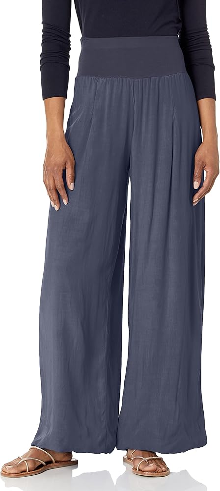 M Made in Italy Women's Elastic-Waist Wide Leg Maxi Palazzo Pants