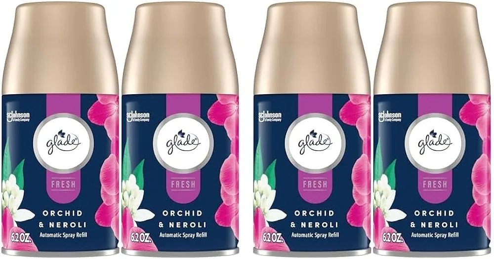 Glade Automatic Spray Refill, Air Freshener for Home and Bathroom, Orchid & Neroli, Fresh Collection, 6.2 Oz, 2 Count (Pack of 2)