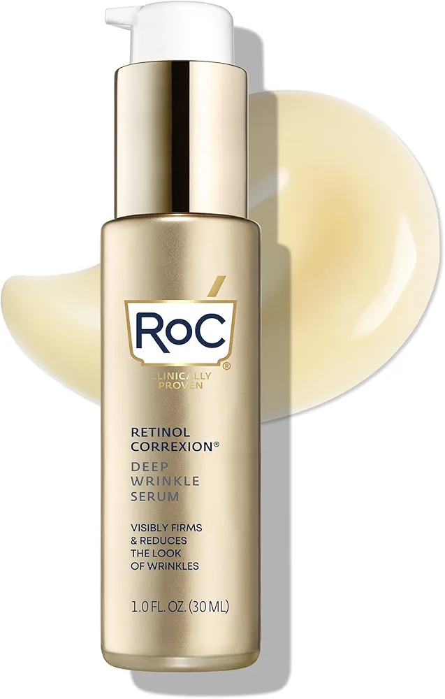 RoC Retinol Correxion Deep Wrinkle Retinol Face Serum with Ascorbic Acid, Daily Anti-Aging Skin Care Treatment for Fine Lines, Dark Spots, Acne Scars, 1 Ounce (Packaging May Vary)