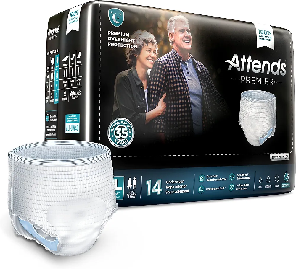 Attends Healthcare Products 56323101 White Extra Large Premier Adult Heavy Absorbent Underwear - Pack of 14