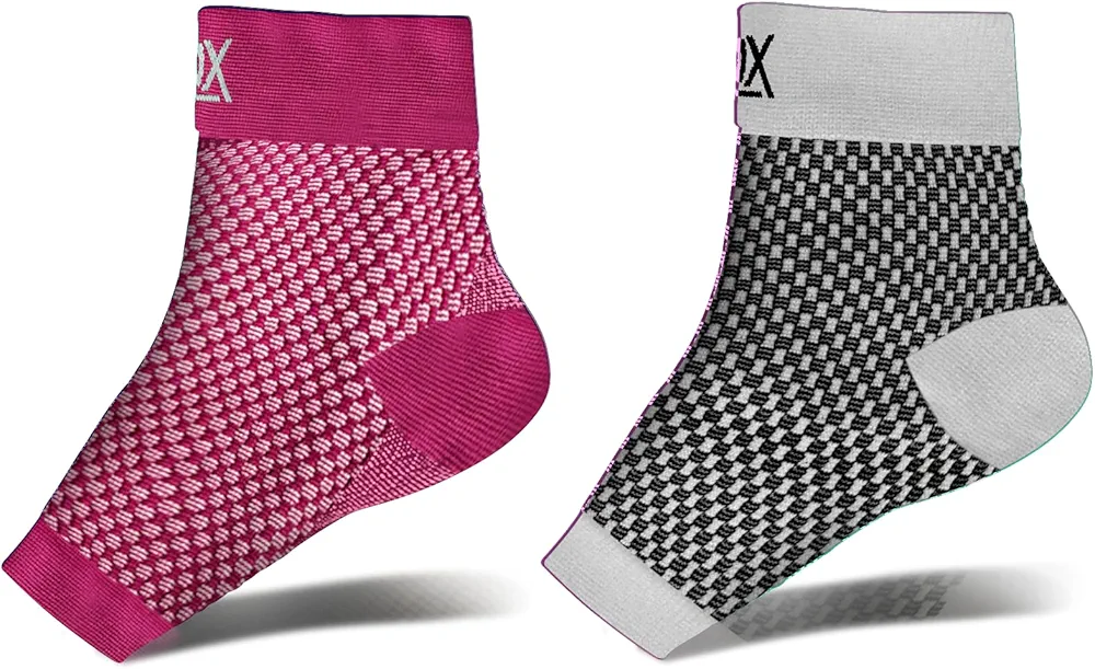 Plantar Fasciitis Compression Socks - 2 pairs (Pink, Large + White, Large)