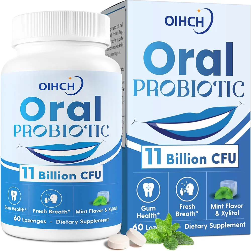 Oral Probiotics, Oral Probiotics for Mouth Bad Breath, 11 Billion CFU, Formulated Advanced with BLIS K12, M18, A12, for Gum Health, Tooth Decay Prevention, Fresh Breath for Adults, 60 Mint Lozenges