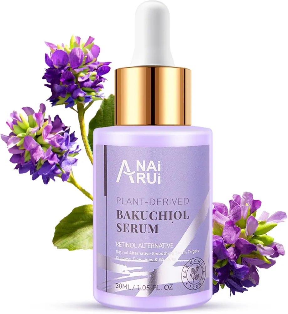 ANAI RUI Bakuchiol Face Serum for Face, Bakuchiol Retinol Alternative Serum,Smoothing Face Serum with Hyaluronic Acid & Peptide Sensitive Skin Serum, Anti Aging & Wrinkle Serum, 1Fl.Oz