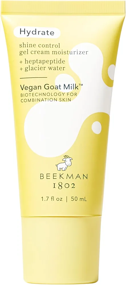 Beekman 1802 Shine Control Gel Cream Face Moisturizer - Non-Comedogenic - 1.7 fl oz - Controls Shine - With BioMilk, 1% Heptapeptide & Glacier Water - Good for Sensitive Skin