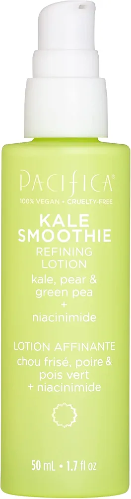 Pacifica Beauty Kale Smoothie Refining Lotion, Skincare, Face Moisturizer, Niacinamide, Vitamin C and E, Minimize Pores, Face Serum, For All Skin Types, Oily, Combination, Vegan, 1.7 fl oz (1 Count)