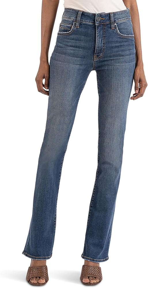 KUT from the Kloth™ Natalie High Rise Bootcut Jeans for Women – Contrast Topstitching – Blended Fabric