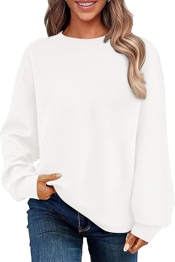 SHEWIN Womens Oversized Sweatshirt Fall Fashion 2024 Long Sleeve Tops Casual Crewneck Sweatshirts with Pockets